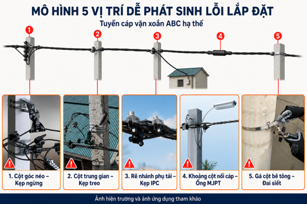 5 Lỗi Thi Công Phụ Kiện Cáp ABC Và Cách Khắc Phục